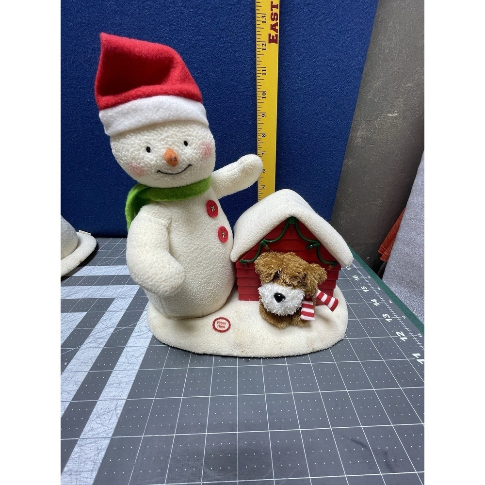 2011 Hallmark Snowman Deck The Halls Duo Jingle Pals Plush Singing with Dog Work